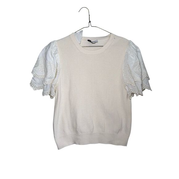 & Other Stories knit puff eyelet sleeve top Medium - Picture 1 of 5